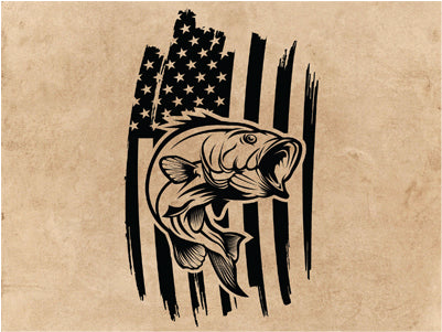 Bass Fishing On USA Flag Decals & Stickers